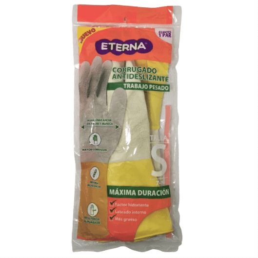 Guantes Latex Corrugado Antideslizante Talla S Trabajo Pesado Eterna